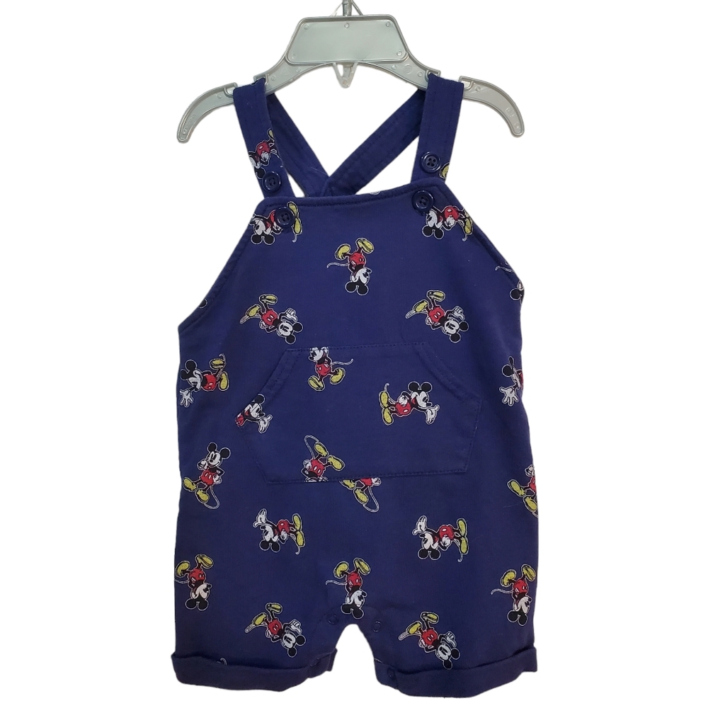 Disney Baby Mickey‎ Mouse Shorts Overalls Blue Size 18M Vintage